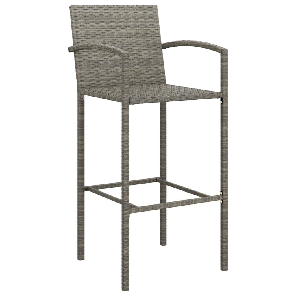 Garden Bar Set | Grey | PE Rattan, Powder-Coated Steel, Tempered Glass