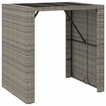 Garden Bar Set | Grey | PE Rattan, Powder-Coated Steel, Tempered Glass