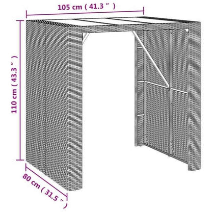 Garden Bar Set | Grey | PE Rattan, Powder-Coated Steel, Tempered Glass