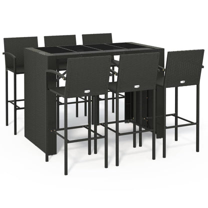 Garden Bar Set | Black | PE rattan | One Size | Ergonomic | Bar Table Set