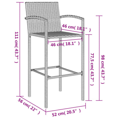 Garden Bar Set | Black | PE rattan | One Size | Ergonomic | Bar Table Set