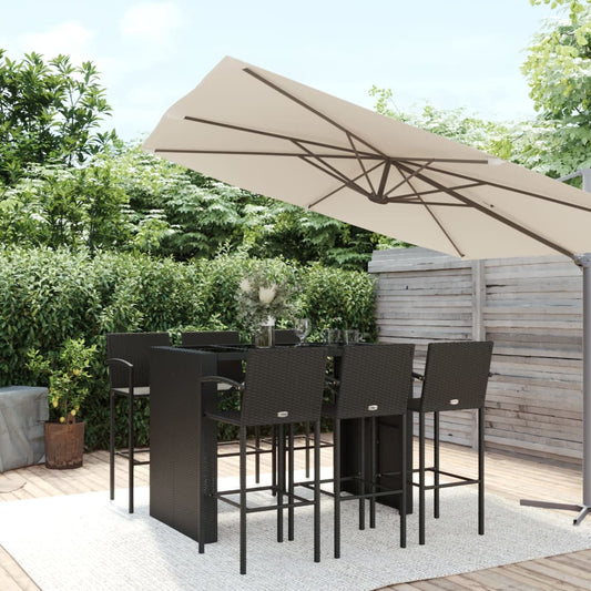 Garden Bar Set | Black | PE rattan | One Size | Ergonomic | Bar Table Set