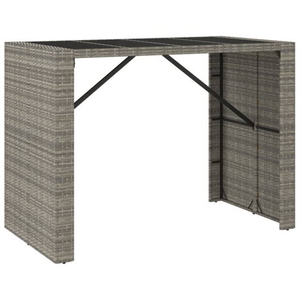Garden Bar Set | Grey | PE rattan, powder-coated steel, tempered glass
