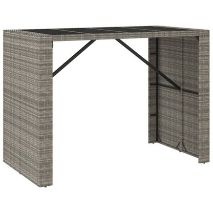 Garden Bar Set | Grey | PE rattan, powder-coated steel, tempered glass