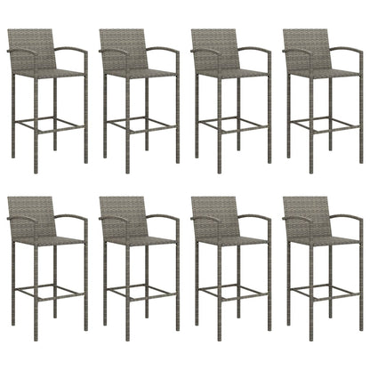 Garden Bar Set | Grey | Poly Rattan | Large |  Footrest  | Bar Table Set