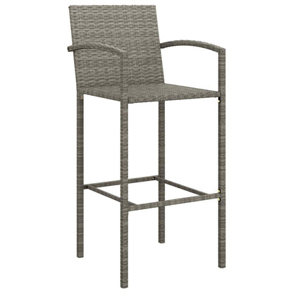 9 Piece Garden Bar Set Grey Poly Rattan