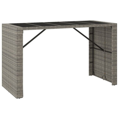 Garden Bar Set | Grey | Poly Rattan | Large |  Footrest  | Bar Table Set