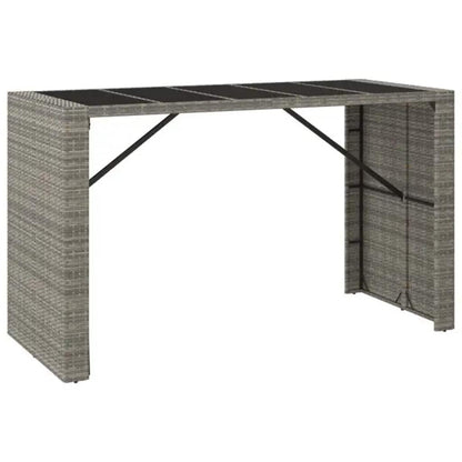 9 Piece Garden Bar Set Grey Poly Rattan