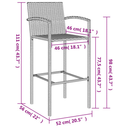 Garden Bar Set | Grey | Poly Rattan | Large |  Footrest  | Bar Table Set