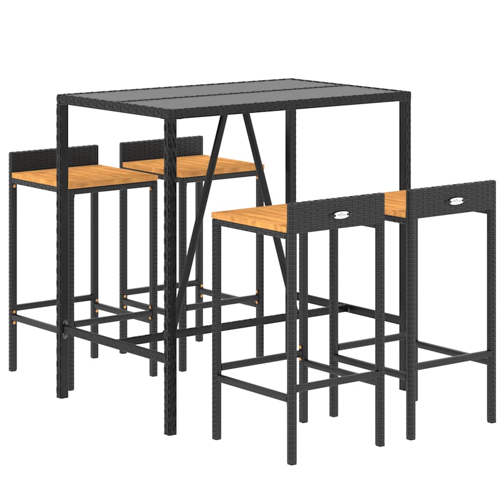 Garden Bar Set | Black | PE rattan | Footrest | Garden Bar Set