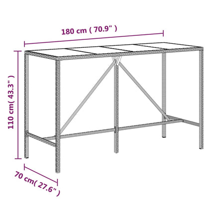 Garden Bar Set | Grey | PE Rattan, Solid Acacia Wood, Powder-Coated Steel