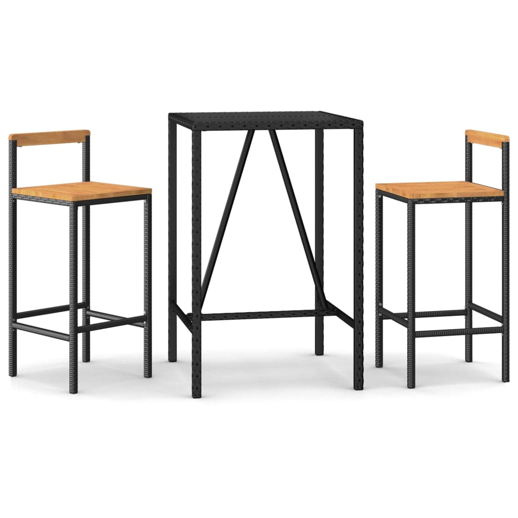 Garden Bar Set | Black | Poly Rattan | Medium | Tough | Garden Bar Set