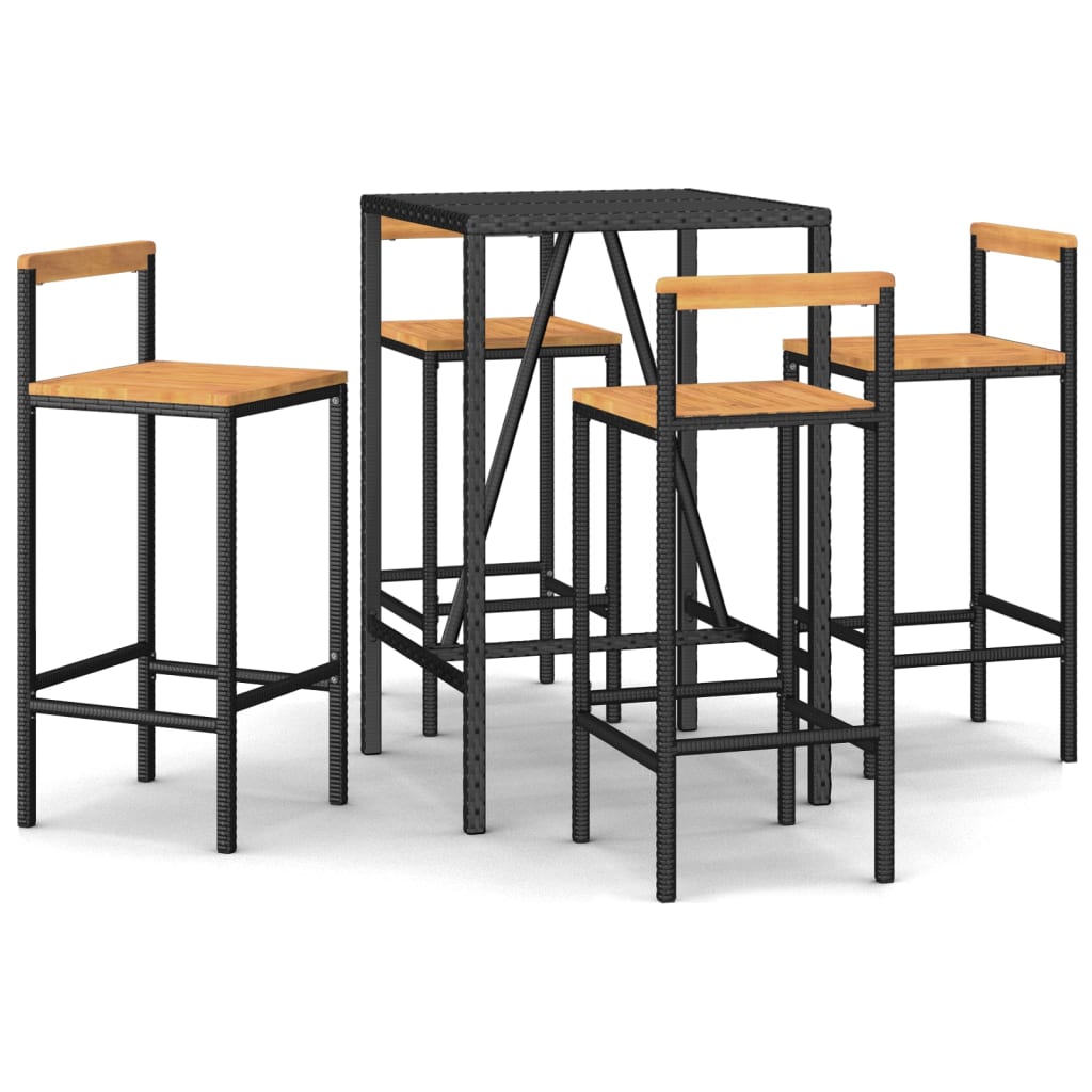 Garden Bar Set | Black | PE rattan | Medium | Footrest | Garden Bar Set