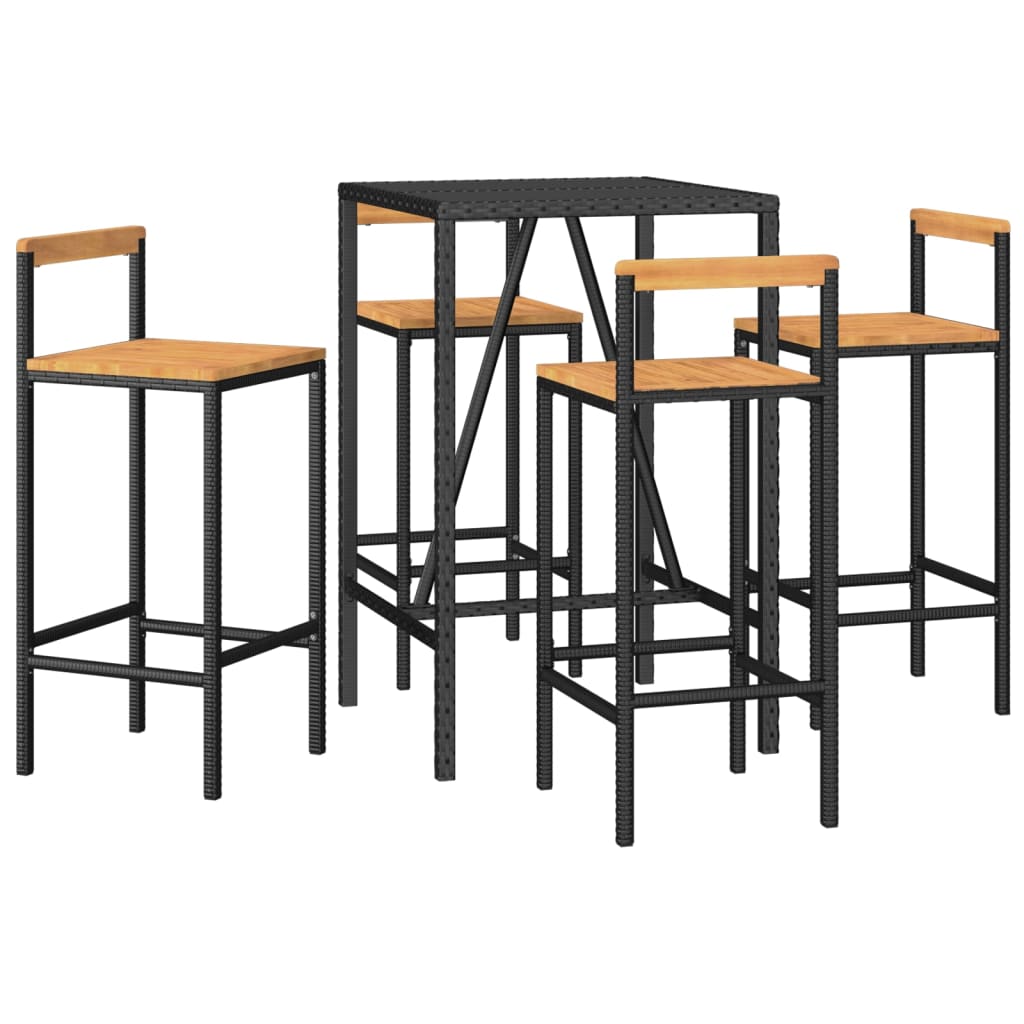 Garden Bar Set | Black | PE rattan | Medium | Footrest | Garden Bar Set