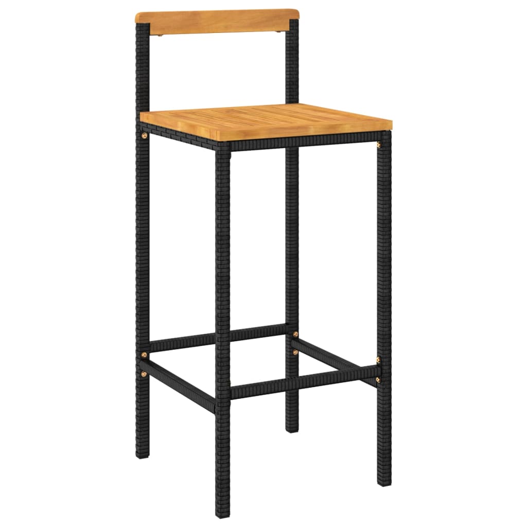 Garden Bar Set | Black | PE rattan | Medium | Footrest | Garden Bar Set