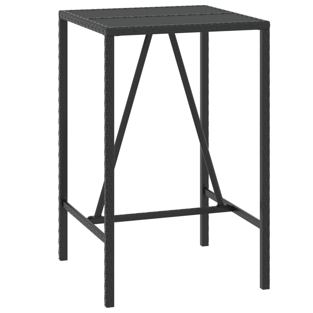 Garden Bar Set | Black | PE rattan | Medium | Footrest | Garden Bar Set