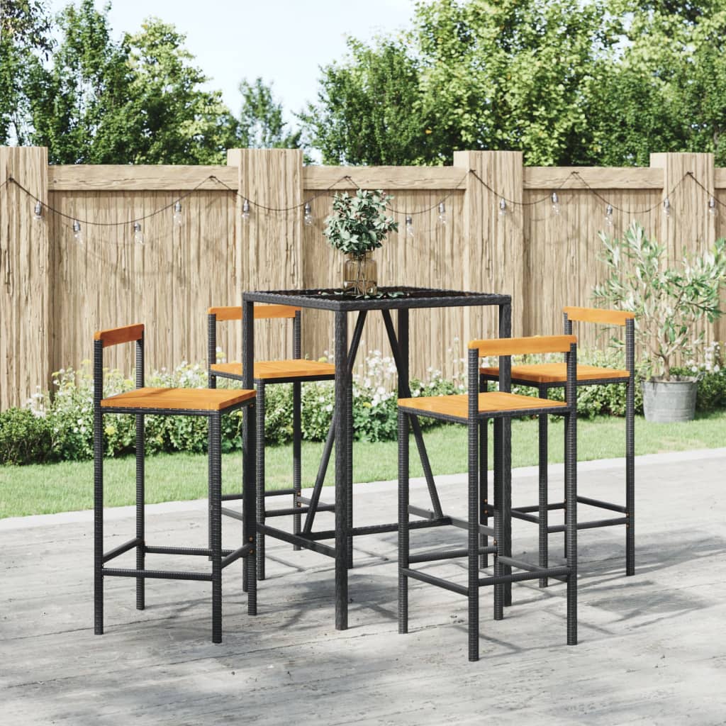Garden Bar Set | Black | PE rattan | Medium | Footrest | Garden Bar Set