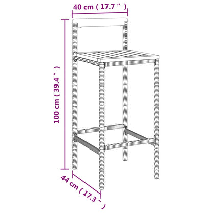 Garden Bar Set | Grey | PE rattan | Large | Garden Bar Set | Rectangular