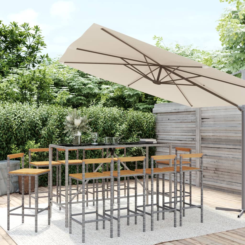 Garden Bar Set | Grey | PE rattan | Large | Garden Bar Set | Rectangular