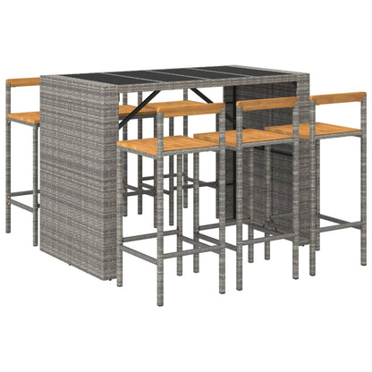 Garden Bar Set | Grey | PE rattan | Medium |  Footrest  | Bar Table Set