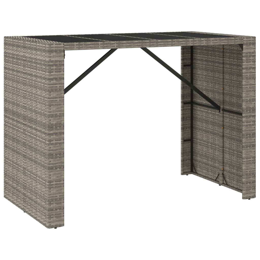 Garden Bar Set | Grey | PE rattan | Medium |  Footrest  | Bar Table Set