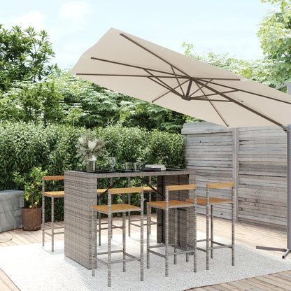 Garden Bar Set | Grey | PE rattan | Medium |  Footrest  | Bar Table Set