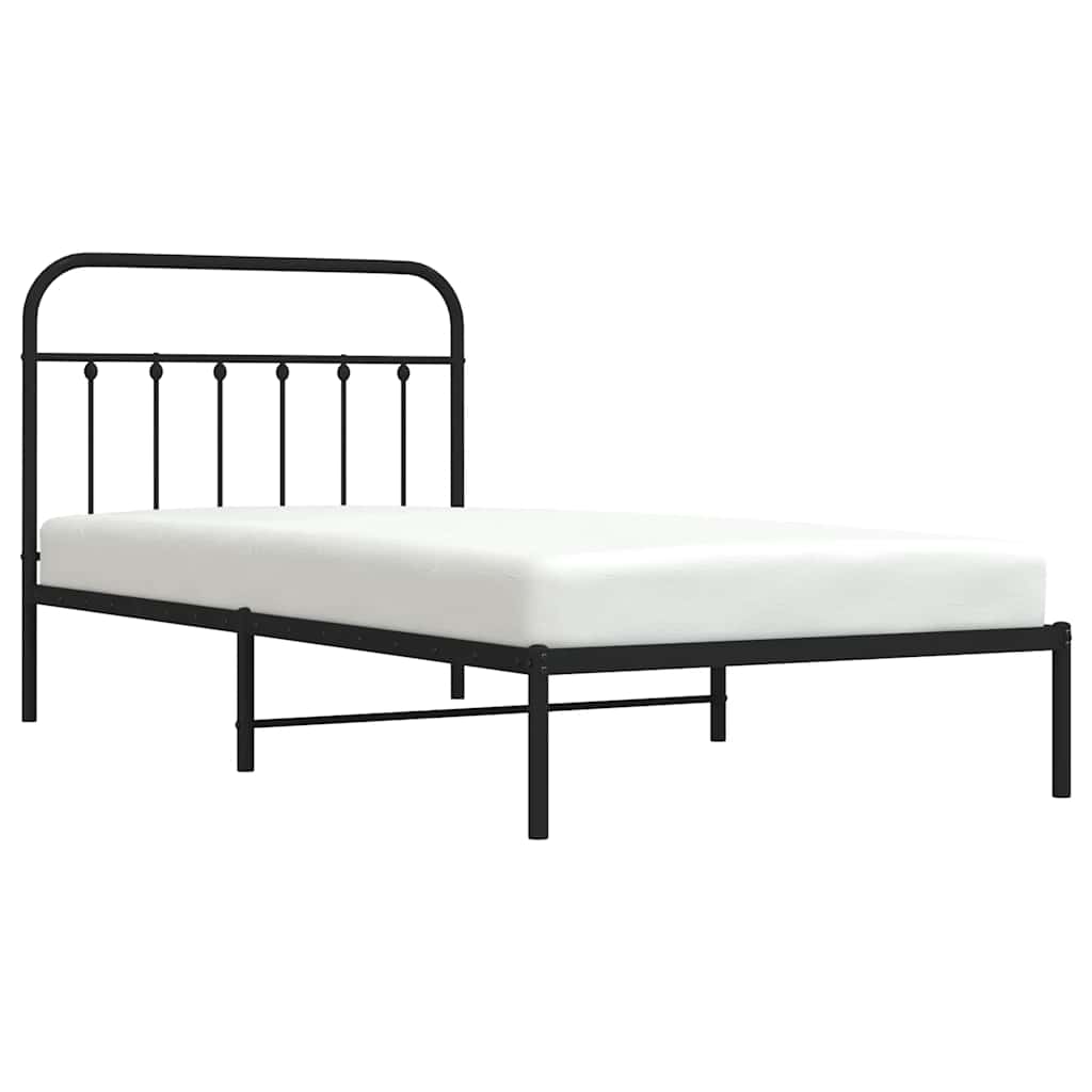 Bed Frame | Black | Powder-Coated Steel | 100x200 cm | Bed Frame
