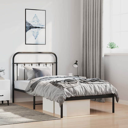 Bed Frame | Black | Powder-Coated Steel | 100x200 cm | Bed Frame