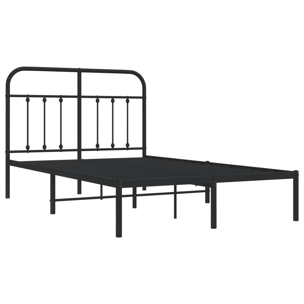 Bed Frame | Black | Powder-Coated Steel | 120x190 cm Small Double