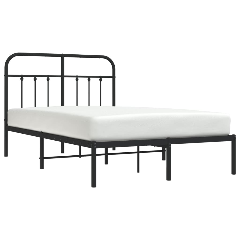 Bed Frame | Black | Powder-Coated Steel | 120x190 cm Small Double