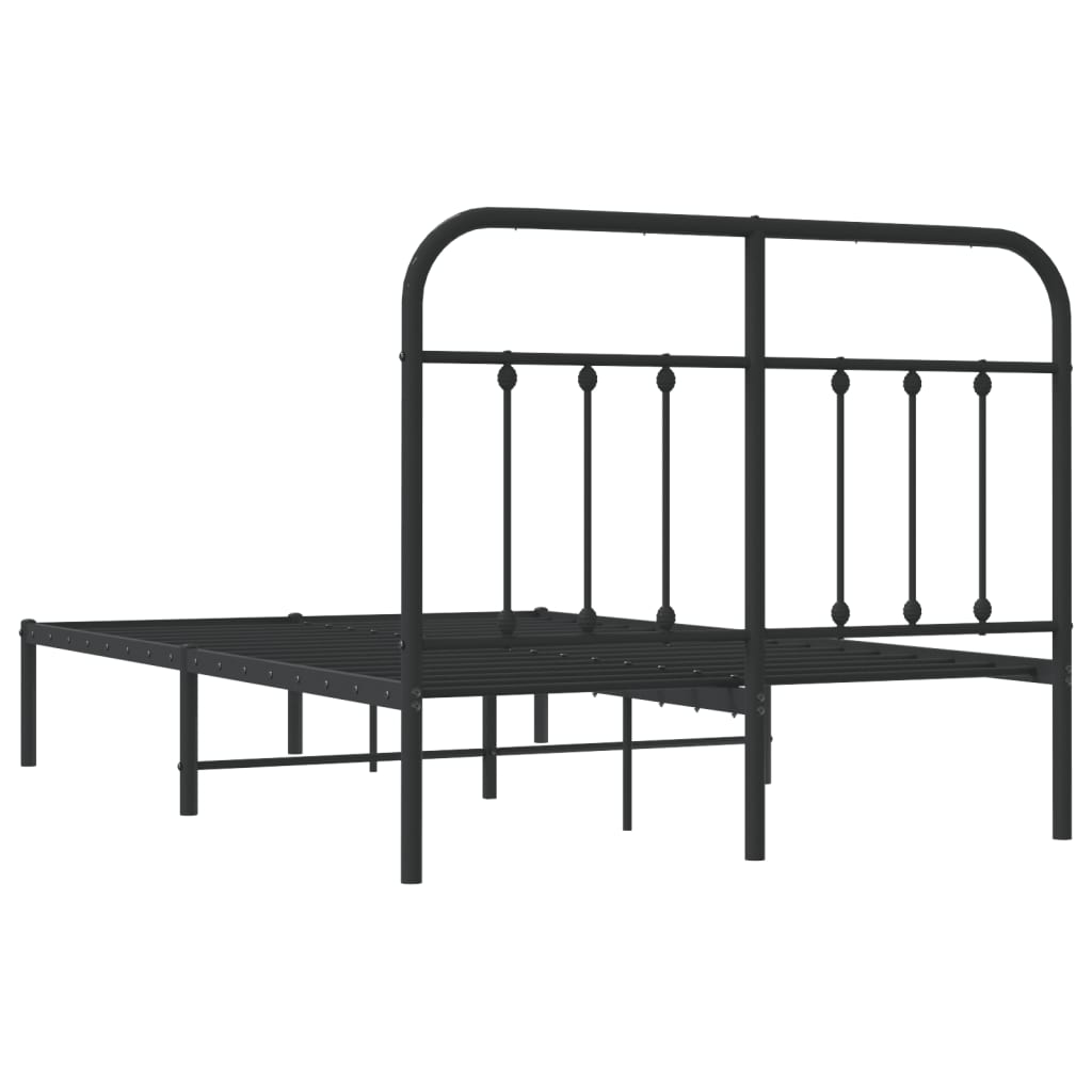 Bed Frame | Black | Powder-Coated Steel | 120x190 cm Small Double