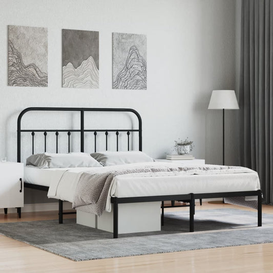 Bed Frame | Black | Steel | 140x200cm | Metal Bed Frame | Rectangular