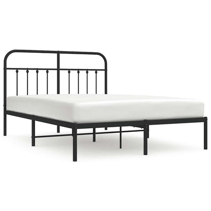 Metal Bed Frame without Mattress with Headboard Black 150x200cm
