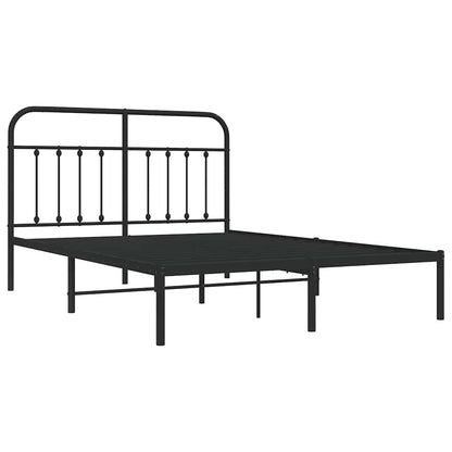 Metal Bed Frame without Mattress with Headboard Black 150x200cm