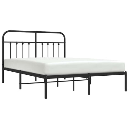 Metal Bed Frame without Mattress with Headboard Black 150x200cm