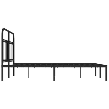Metal Bed Frame without Mattress with Headboard Black 150x200cm