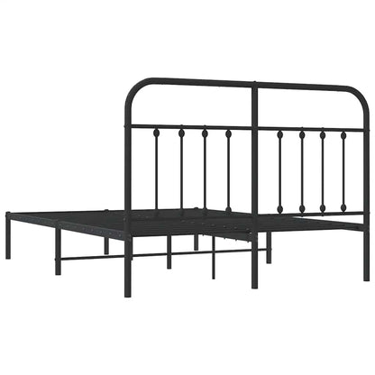 Metal Bed Frame without Mattress with Headboard Black 150x200cm
