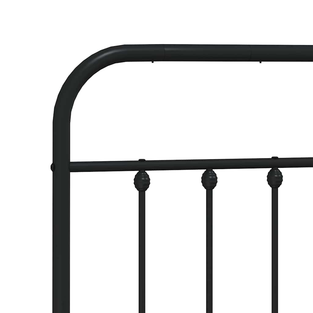 Metal Bed Frame without Mattress with Headboard Black 150x200cm