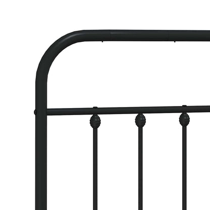 Metal Bed Frame without Mattress with Headboard Black 150x200cm