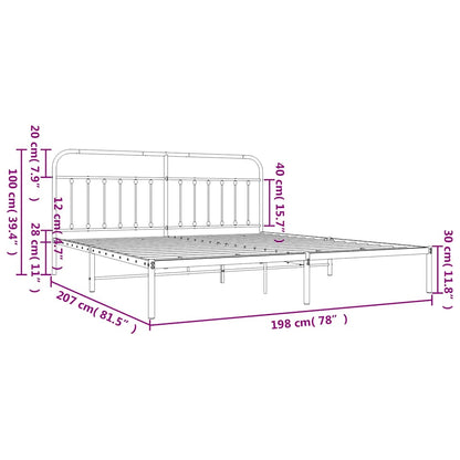 Bed Frame | Black | Steel | 193x203 cm | Bed Frame | Rectangular