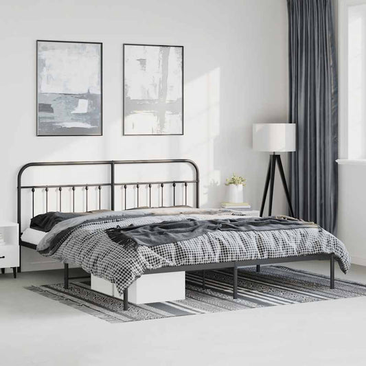 Bed Frame | Black | Steel | 193x203 cm | Bed Frame | Rectangular