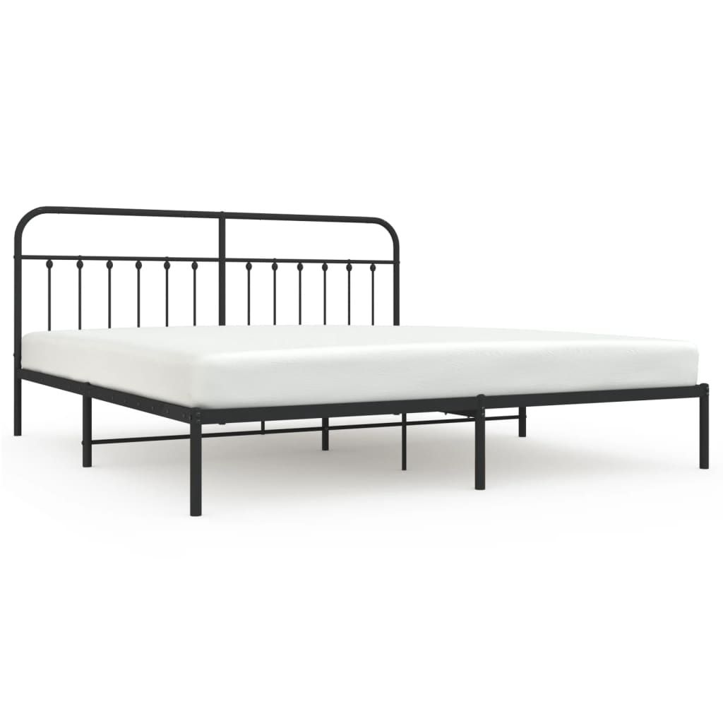 Bed Frame | Black | Powder-Coated Steel | Double | Industrial | Bed Frame