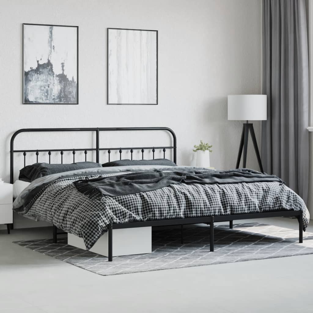 Bed Frame | Black | Powder-Coated Steel | Double | Industrial | Bed Frame