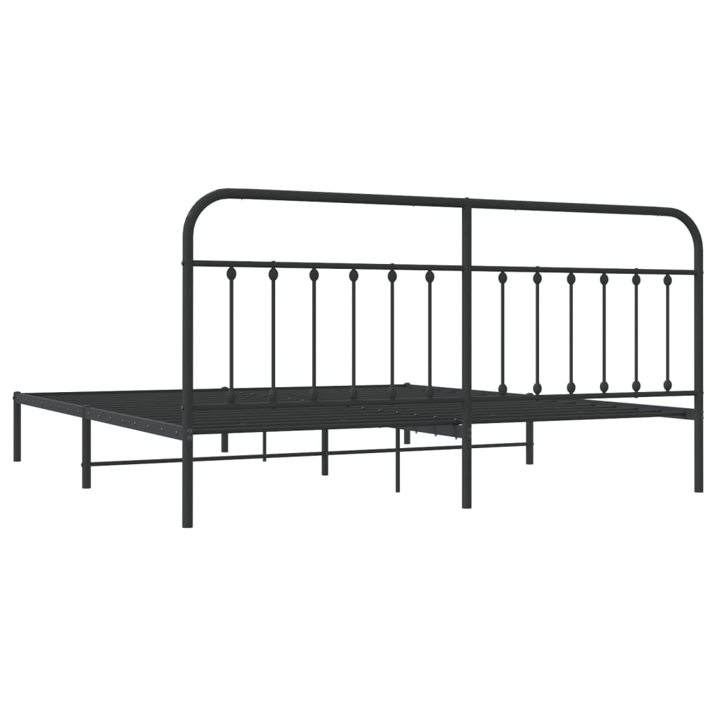 Bed Frame | Black | Powder-Coated Steel | Double | Industrial | Bed Frame