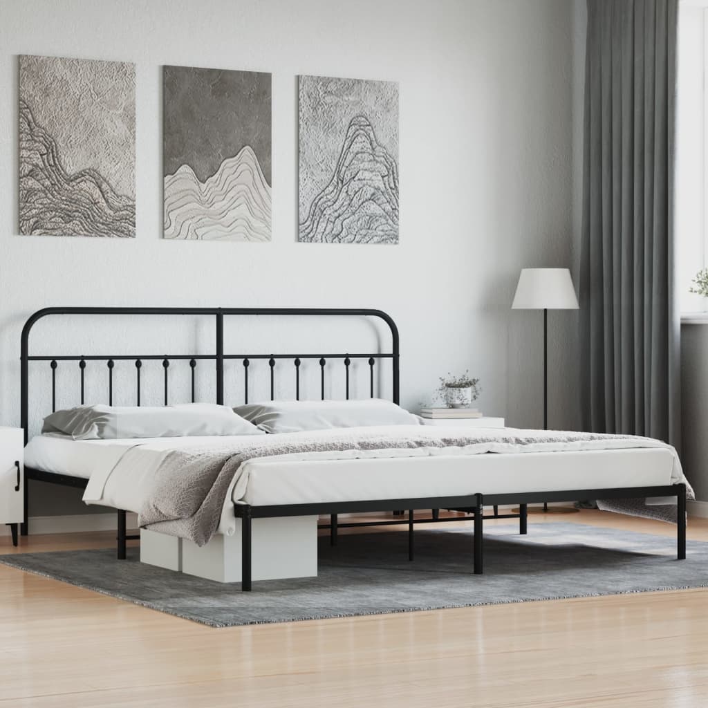 Bed Frame | Black | Powder-Coated Steel | Double | Industrial | Bed Frame