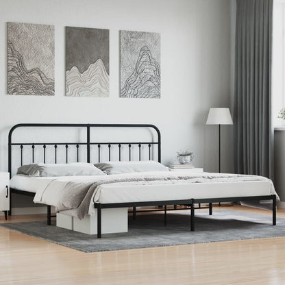 Bed Frame | Black | Powder-Coated Steel | Double | Industrial | Bed Frame