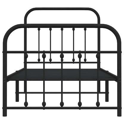 Metal Bed Frame without Mattress with Footboard Black 90x190cm