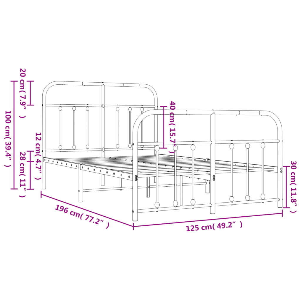 Bed Frame | Black | Powder-Coated Steel | Small Double | Bed Frame