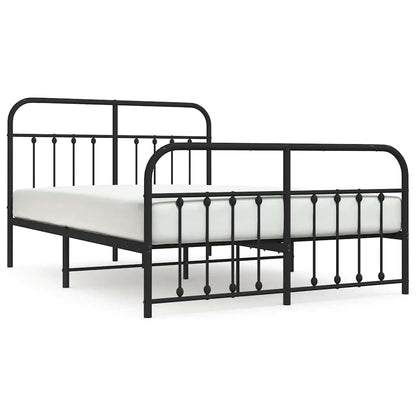 Metal Bed Frame without Mattress with Footboard Black 135x190cm