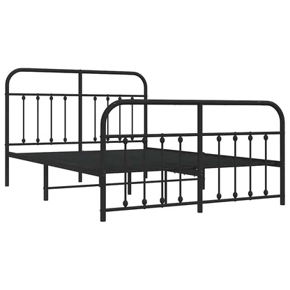 Metal Bed Frame without Mattress with Footboard Black 135x190cm